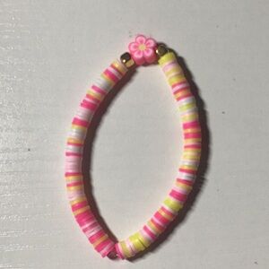 Colorful Beaded Bracelet with Flower Charm